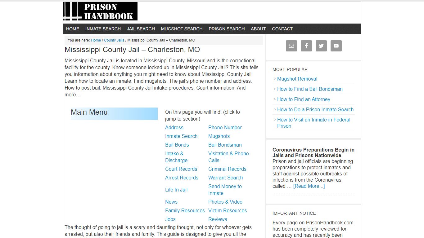 Mississippi County Jail – Charleston, MO - Prison Handbook